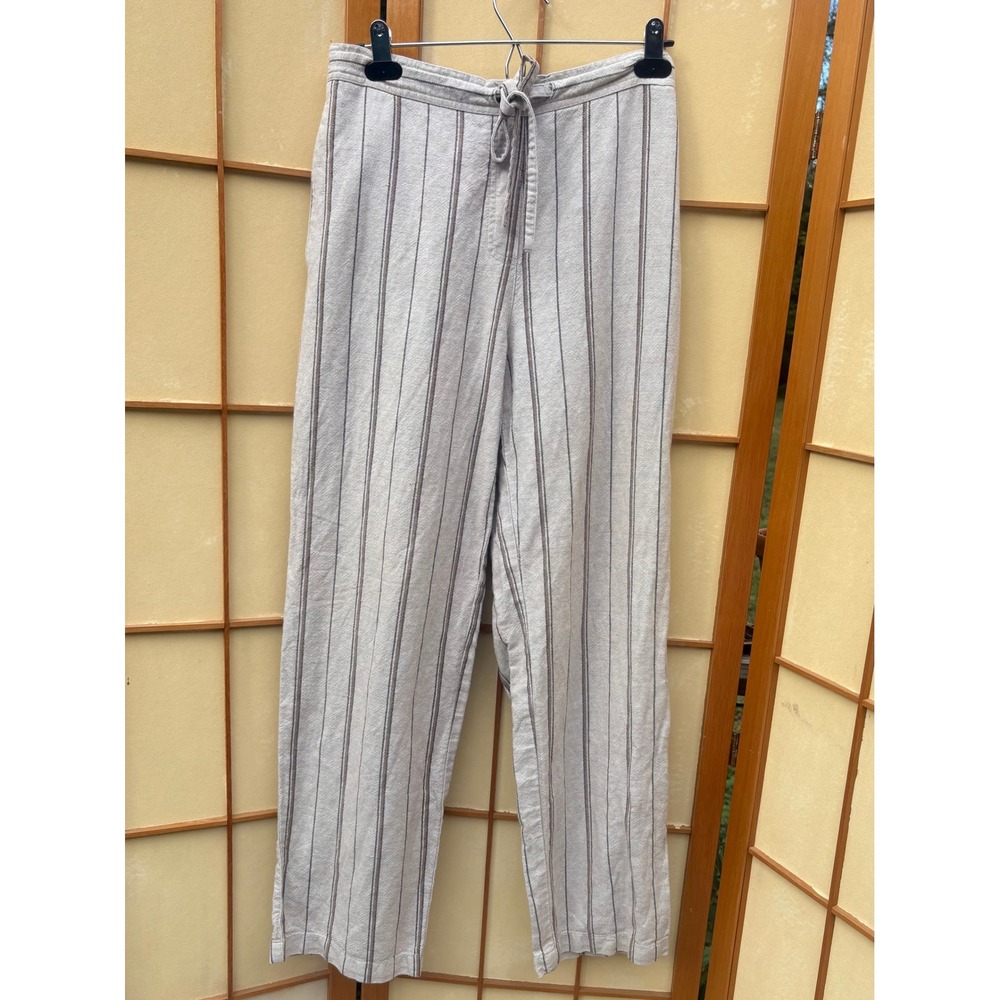 Linen Cotton Striped Pants Beige Brown Size M by Jones Wear Sport